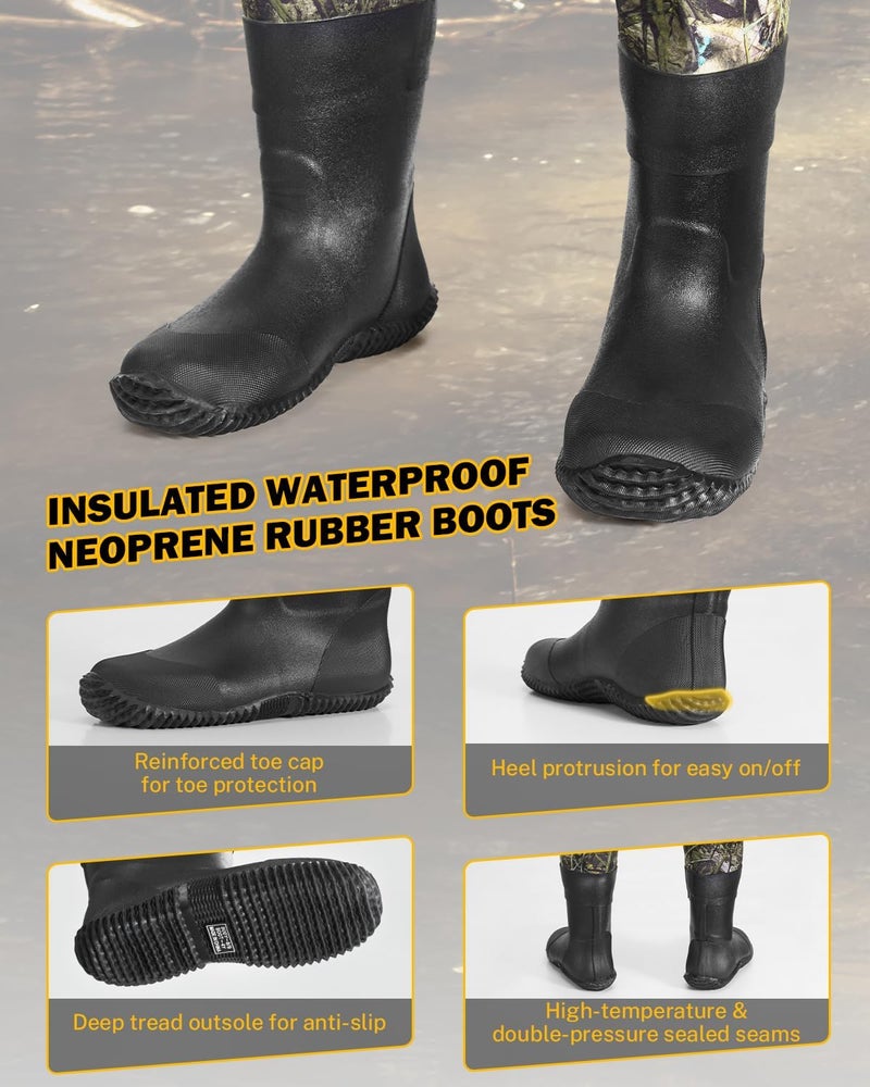 Gonex Kids Chest Waders for Youth Children, Neoprene Waterproof Hunting Fishing Waders with Insulated Boots for Boys Girls - Image 3